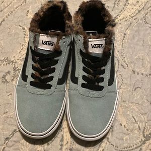 NWOT - Vans - Faux Fur lined - Gorgeous light Sage color - platforms